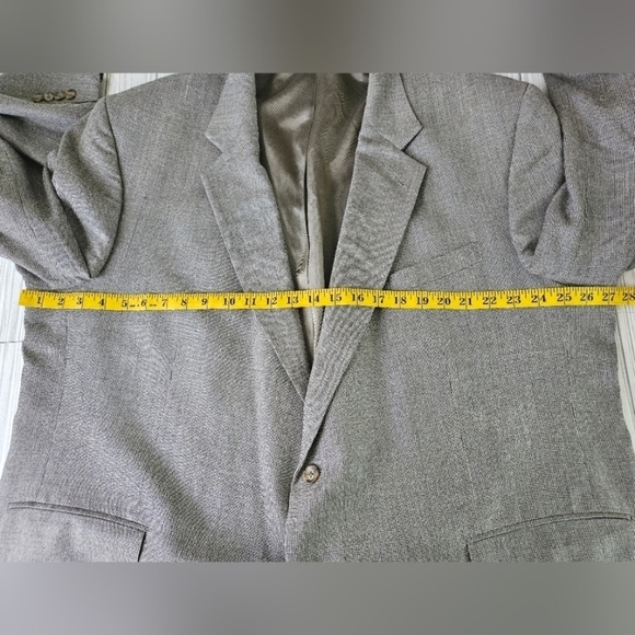 Oscar de la Renta Vintage Silk and Wool Micro Houndstooth Blazer In Gray Sz 50R - Picture 13 of 16
